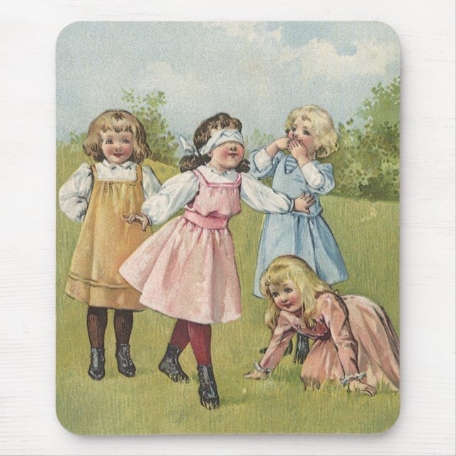 Alfombrilla De Ratón Niños victorianos de época juegan al blasfemo de c (Frente)