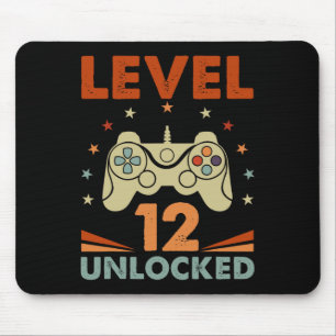 Alfombrilla De Ratón Nivel 12 Video Gamer desbloqueado 12 cumpleaños 12