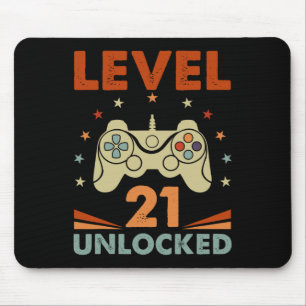 Alfombrilla De Ratón Nivel 21 Video Gamer desbloqueado 21 cumpleaños 21