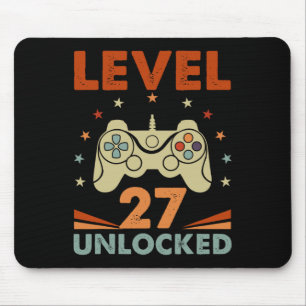 Alfombrilla De Ratón Nivel 27 Video Gamer desbloqueado 27 cumpleaños 27