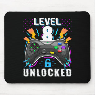 Alfombrilla De Ratón Nivel 8 Desbloqueado Videojuego Cumpleaños 8 Gamer