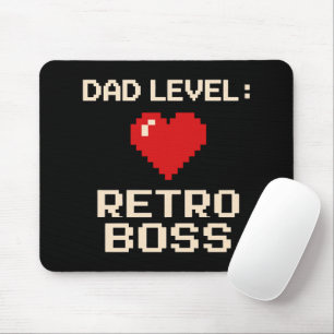 Alfombrilla De Ratón Nivel de papá: Diseño del jefe de juegos retro