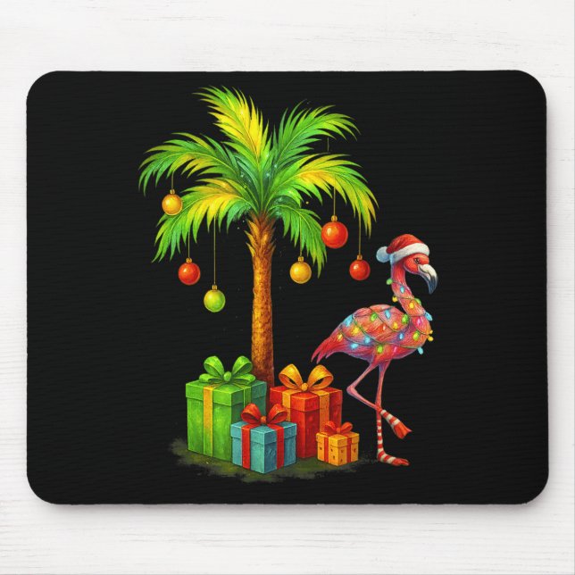 Alfombrilla De Ratón Nk Flamingo Christmas Palm Tree Trocal Xmas  (Frente)