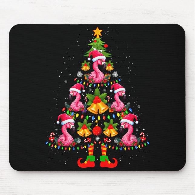 Alfombrilla De Ratón Nk Flamingo Christmas Tree Santa Hat Xmas  (Frente)