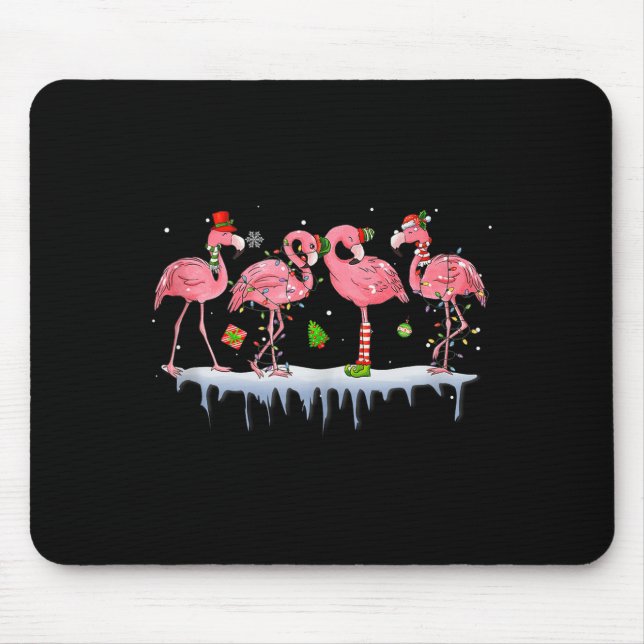 Alfombrilla De Ratón Nk Flamingo Hat Santa Merry Christmas Lights Women (Frente)