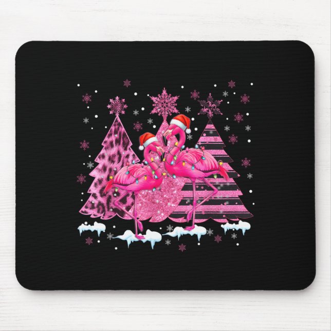 Alfombrilla De Ratón Nk Flamingo Santa Hat Leopard Christmas Tree Xmas  (Frente)