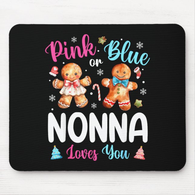 Alfombrilla De Ratón Nk Or Blue Nonna Loves You Gender Reveal Christmas (Frente)