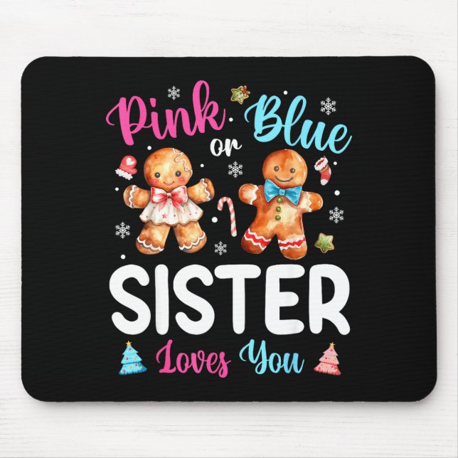 Alfombrilla De Ratón Nk Or Blue Sister Loves You Gender Reveal Christma (Frente)