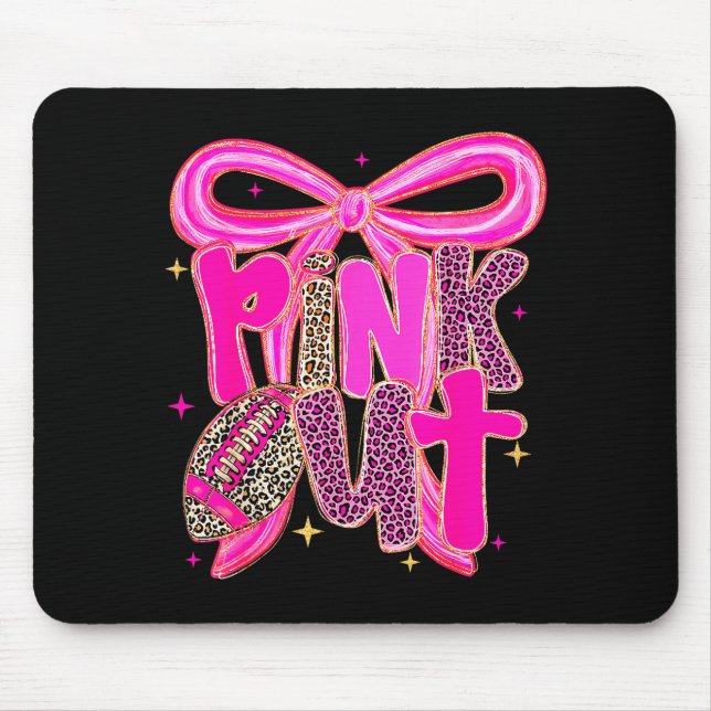 Alfombrilla De Ratón Nk Out Leopard Football Bow Breast Cancer Awarenes (Frente)