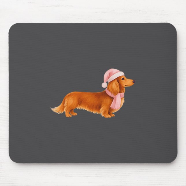 Alfombrilla De Ratón Nk Santa Red Long Haired Dachshund Christmas  (Frente)