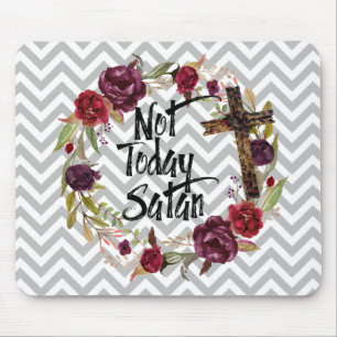 Alfombrilla De Ratón No hoy Satan Chevron floral cristiano Mousepad