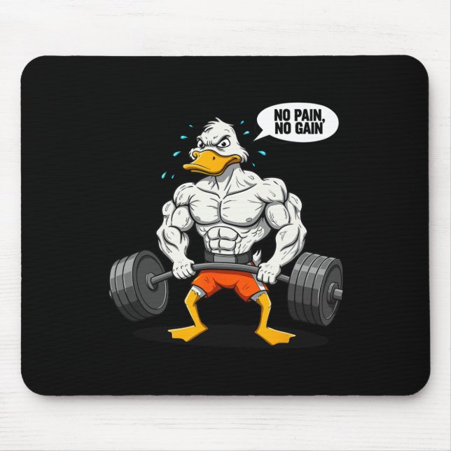 Alfombrilla De Ratón No Pain No Gain Funny Duck Weightlifter Joke Gym M (Frente)