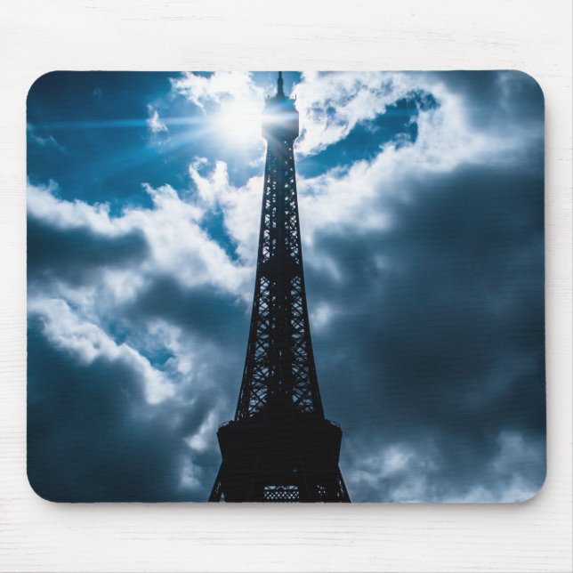 Alfombrilla De Ratón Noche azul de la Torre Eiffel (Frente)