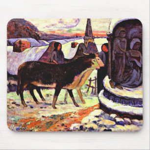 Alfombrilla De Ratón Noche de Navidad, pintura de arte fino de Gauguin