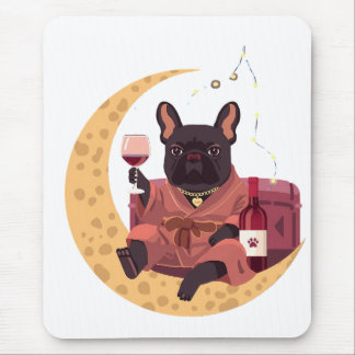Alfombrilla De Ratón Noche de Vino de Mamá de Bulldog Francés