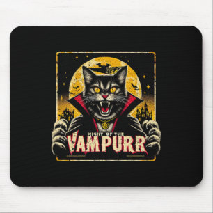 Alfombrilla De Ratón Noche Del Horror Del Gato De Halloween De Vampurr