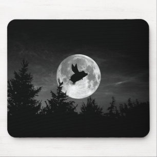 Alfombrilla De Ratón noche del mousepad del cerdo del vuelo