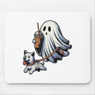 Alfombrilla De Ratón Noche divertida de Halloween del fantasma del perr