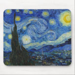 Alfombrilla De Ratón Noche estrellada, 1889, por Vincent van Gogh<br><div class="desc">Noche estrellada,  1889,  por Vincent van Gogh. Se ve desde la ventana de la sala de asilo de Saint-Rémy-de-Provence,  orientada al este,  justo antes de la salida del sol,  con la adición de un pueblo imaginario.</div>