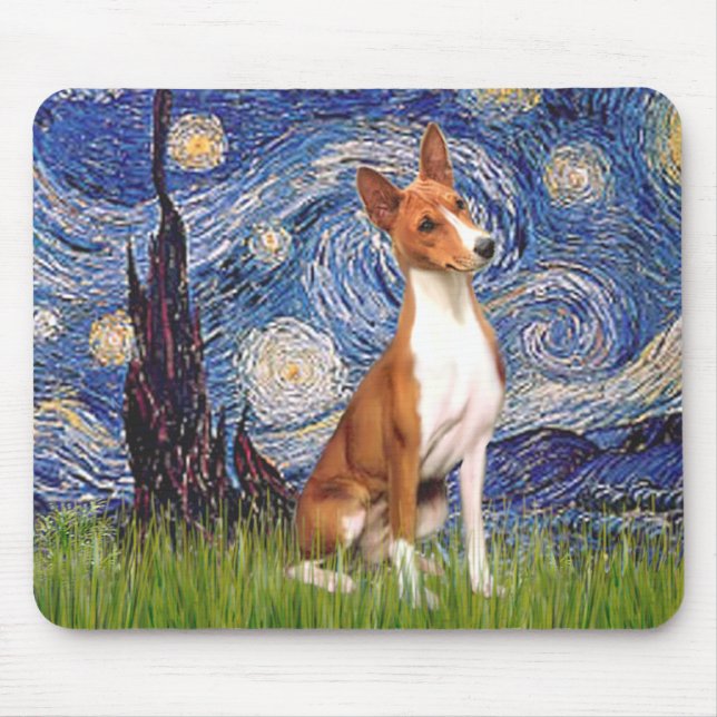 Alfombrilla De Ratón Noche estrellada - Basenji (Frente)