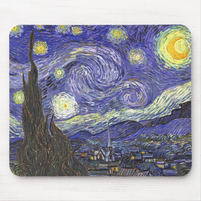Alfombrilla De Ratón Noche estrellada de Vincent van Gogh (Frente)
