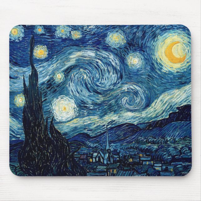 Alfombrilla De Ratón Noche estrellada de Vincent van Gogh (Frente)