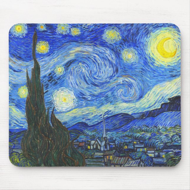 Alfombrilla De Ratón Noche estrellada de Vincent van Gogh (Frente)