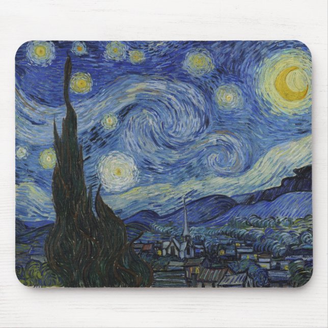 Alfombrilla De Ratón Noche estrellada de Vincent van Gogh (Frente)