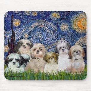 Alfombrilla De Ratón Noche estrellada - Seis Shih Tzus
