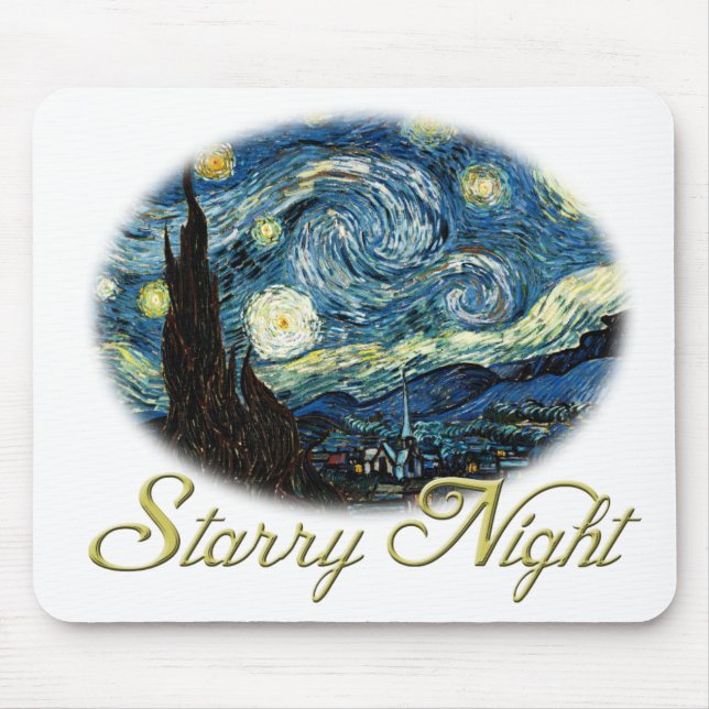 Alfombrilla De Ratón Noche estrellada, Vincent Van Gogh. (Frente)