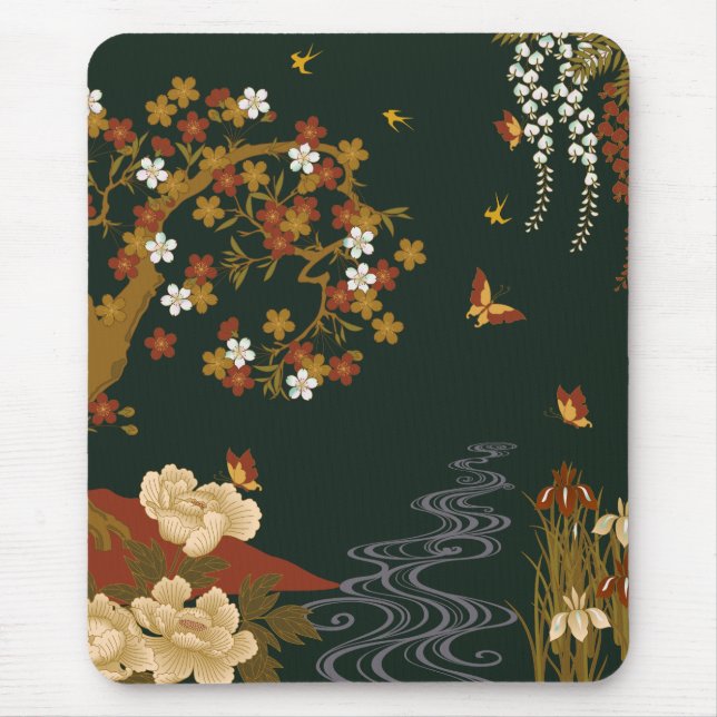 Alfombrilla De Ratón Noche Gold Spring Floral Cherry Blossom River (Frente)