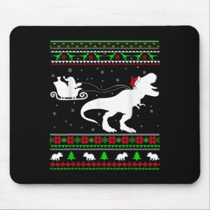 Alfombrilla De Ratón Noche navideña Santa Sleigh Riding Dinosaur T-rex