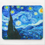Alfombrilla De Ratón Noche Van Gogh Starry<br><div class="desc">Almohadilla del ratón con la pintura al óleo de Vincent van Gogh La noche estrellada (1889). Inspirado por su estancia en un asilo, el arte representa un pueblo bajo un cielo nocturno de estrellas y luna azul y amarilla. Un gran regalo para los aficionados al post-impresionismo y al arte holandés....</div>