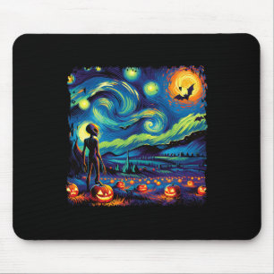 Alfombrilla De Ratón Noche Van Gogh Starry Alien Halloween Fall Pum