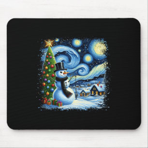 Alfombrilla De Ratón Noche Van Gogh Starry Navidades Snowman Nigh