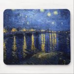 Alfombrilla De Ratón Noche Van Gogh Starry Sobre Rhone<br><div class="desc">Paisaje de Vincent Van Gogh y la serie de pintura del paisaje marino - Noche azul estrellada sobre el Ródano</div>