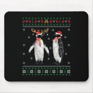 Alfombrilla De Ratón Noches de pájaro de Santa Hat Pingüino iluminando