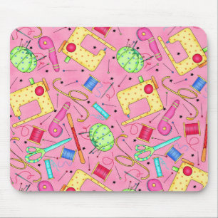 Alfombrilla De Ratón Nociones de coser rosado Mousepad