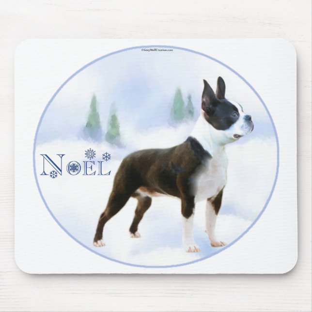 Alfombrilla De Ratón Noel Boston Terrier Mousepad (Frente)