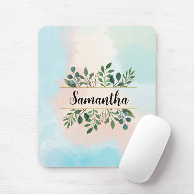 Alfombrilla De Ratón Nombre botánico de acuarela Pastel personalizado (Con ratón)