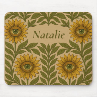 Alfombrilla De Ratón Nombre Comprimido Floral Floral de girasol ocular