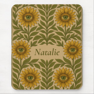 Alfombrilla De Ratón Nombre Comprimido Floral Floral de girasol ocular