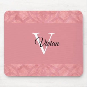 Alfombrilla De Ratón Nombre de Batik Rosado Ruddy Monogramado