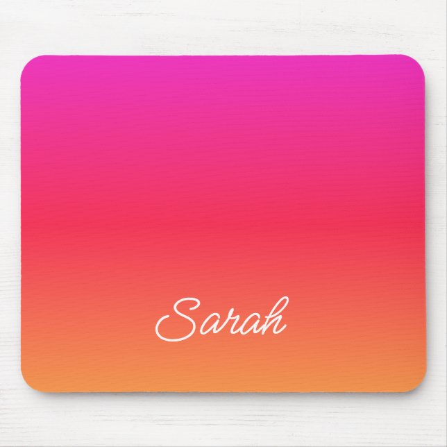 Alfombrilla De Ratón Nombre de degradado moderno de rosa a Naranja (Frente)