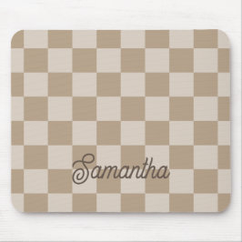 Alfombrilla De Ratón Nombre de Escritura en Cuadros Beige Taupe