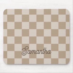 Alfombrilla De Ratón Nombre de Escritura en Cuadros Beige Taupe