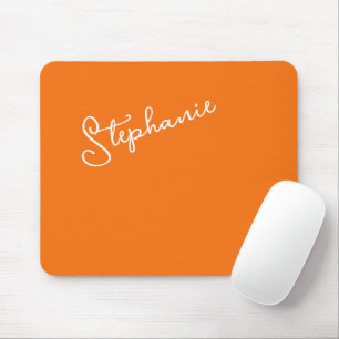 Alfombrilla De Ratón Nombre de guión personalizado minimalista naranja