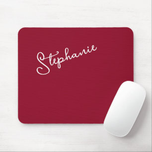 Alfombrilla De Ratón Nombre de guión personalizado minimalista rojo bur