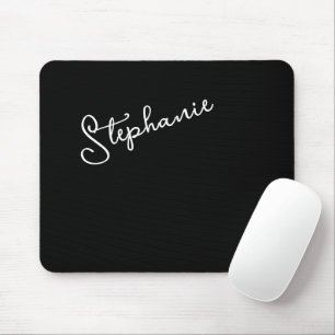 Alfombrilla De Ratón Nombre de guión personalizado negro Chic Minimalis