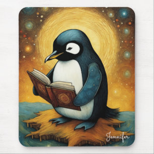 Alfombrilla De Ratón Nombre de libro de lectura de pingüino de corte